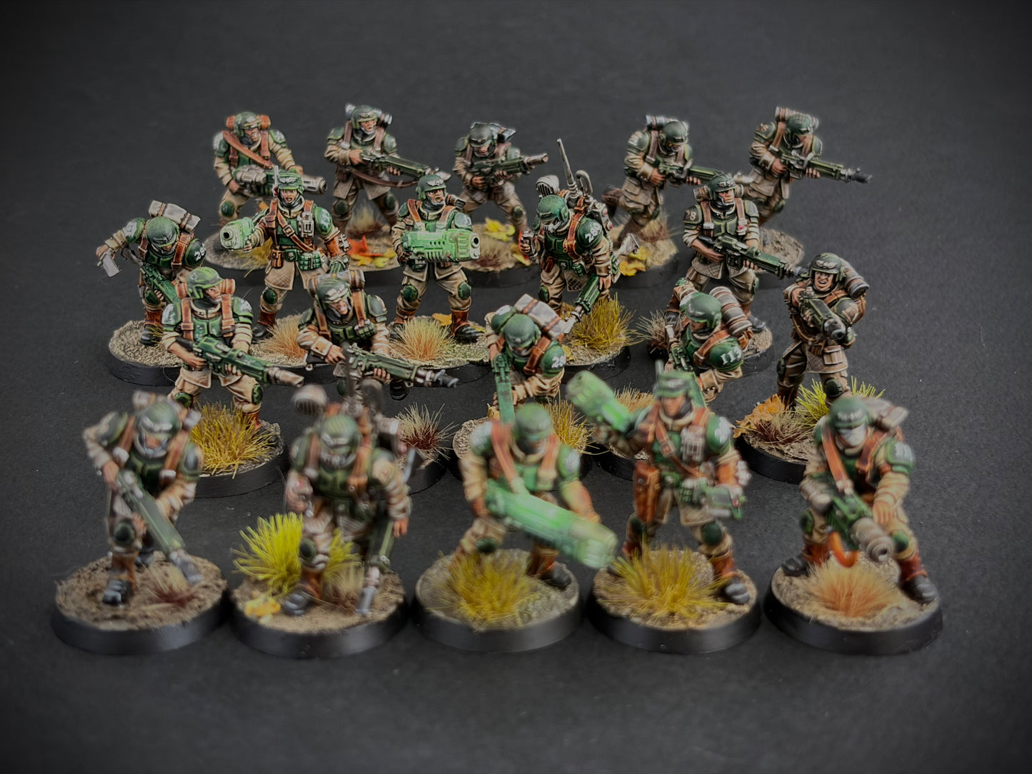 Cadian Shock Troops — Full Platoon, Hand-Painted (20 Miniatures)