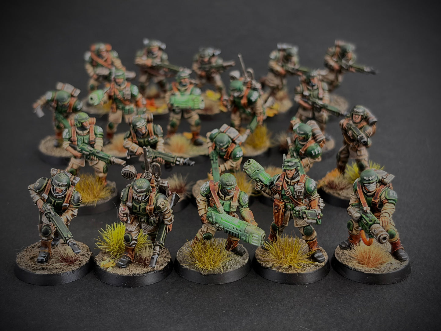 Cadian Shock Troops — Full Platoon, Hand-Painted (20 Miniatures)